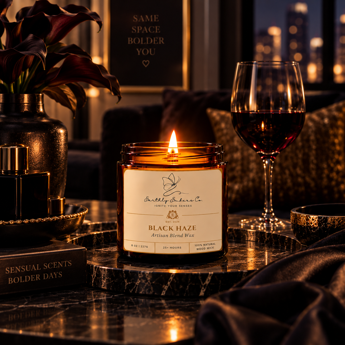 Earthly Embers Co. bold and sultry wood wick candle collection