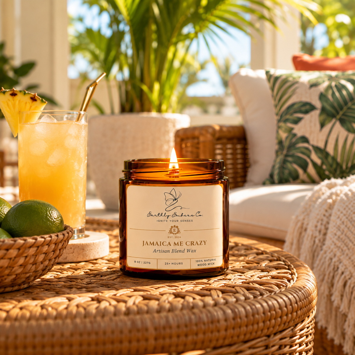 Earthly Embers Co. sweet and tropical wood wick candle collection