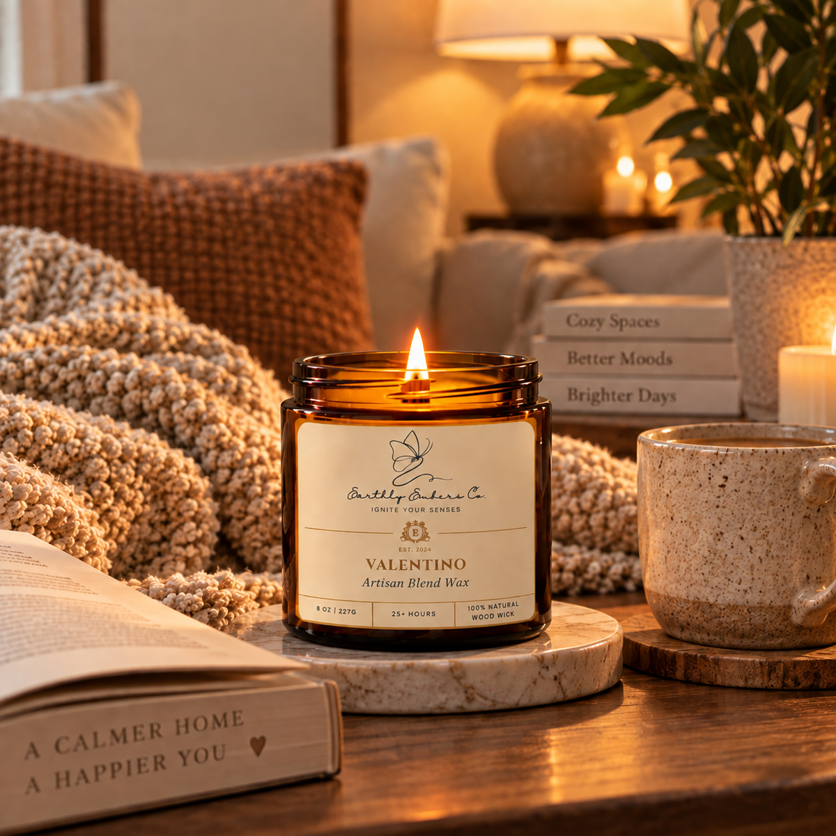 Earthly Embers Co. warm and cozy wood wick candle collection